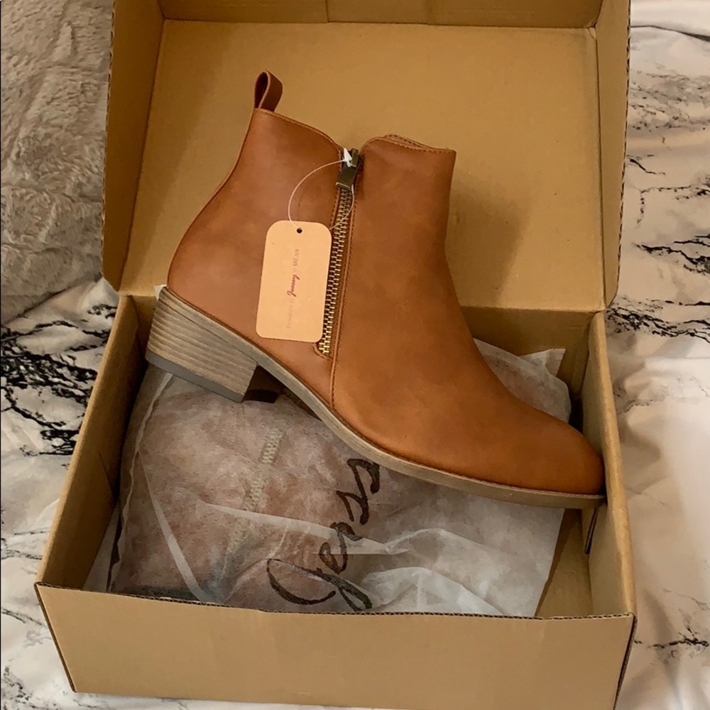NEW brown leather ankle boots